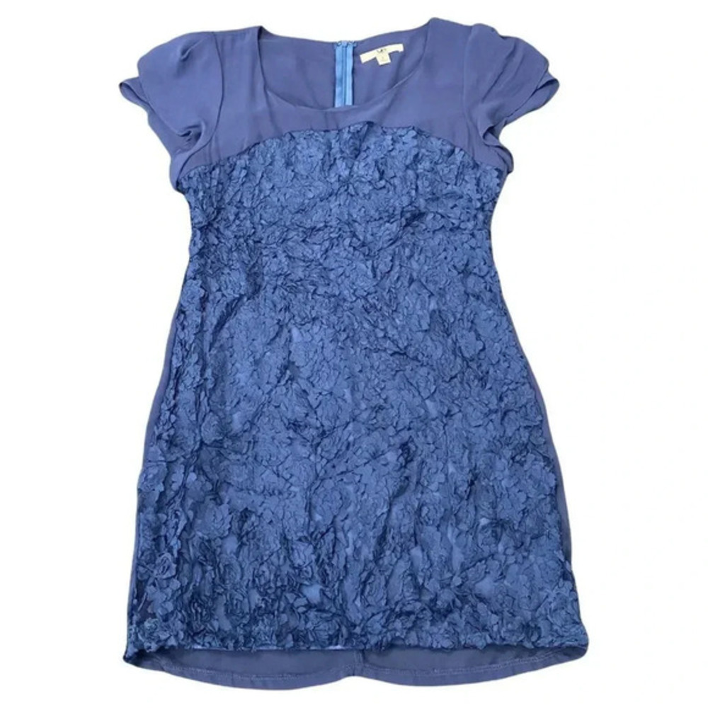 Ya Los Angeles Blue Dress Womens Large Layered Dress Ruffling Texture - Picture 1 of 11